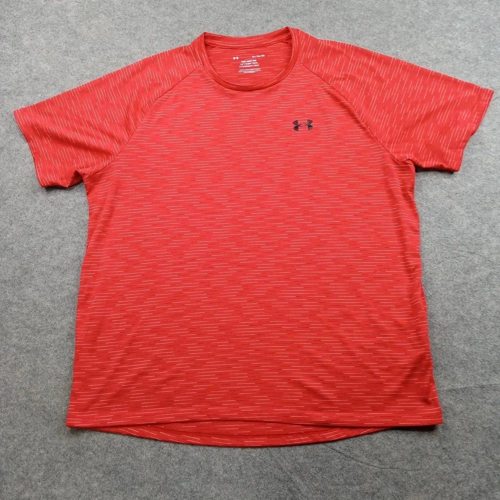 Under Armour Shirt Mens XL Red Tech Tee Loose Fit Athletic Training Performance